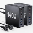 thumbnail image 1 of Bloque de carga Hinkicher, 140 W, GaN III, 7 puertos USB-C PD 3.0, 1 of 7