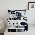 thumbnail image 4 of Deer Bear Comforter Set King Size,Wolf Hunting Adventure Rustic Bedding Set Adults Room Decor,Geometric Plaids Patchwork Down Comforter,Blue Xmas Duvet Insert, 4 of 6