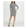 DKNY Womens Black Patterned 3/4 Sleeve Short Sheath Evening Dress Size: 14