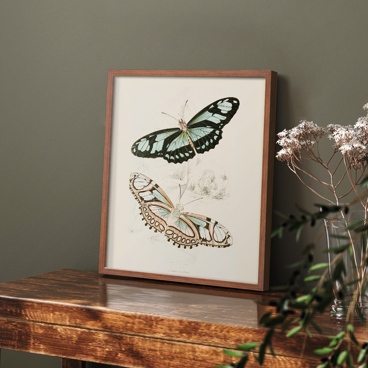 Vintage Animal Print L - 14in. x 11in. Vintage Framed Print in Walnut Wood Frame