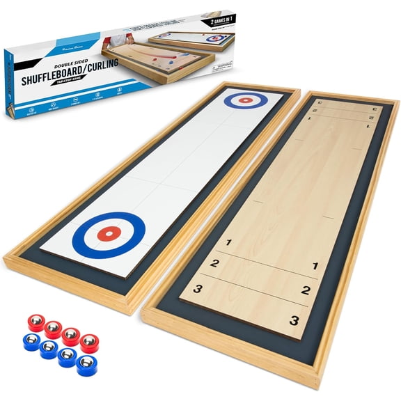Shuffleboard and Curling 2-in-1 Tabletop Game for Indoor Fun
