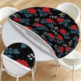 thumbnail image 6 of Pioneer Flower Floral Print Pattern Round Fitted Tablecloth with Elastic Edge, Waterproof Dining Table Cover for Indoor Outdoor Camping and Daily Use, 6 of 6