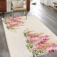 thumbnail image 3 of Pink Floral Washable Area Rugs 4'x6', Watercolor Pink Yellow Wisteria Linen Texture Low Pile Throw Living Room Rug Non-Slip Sturdy Edge Binding Carpet for Indoor Entryway Bedside Kitchen, 3 of 9
