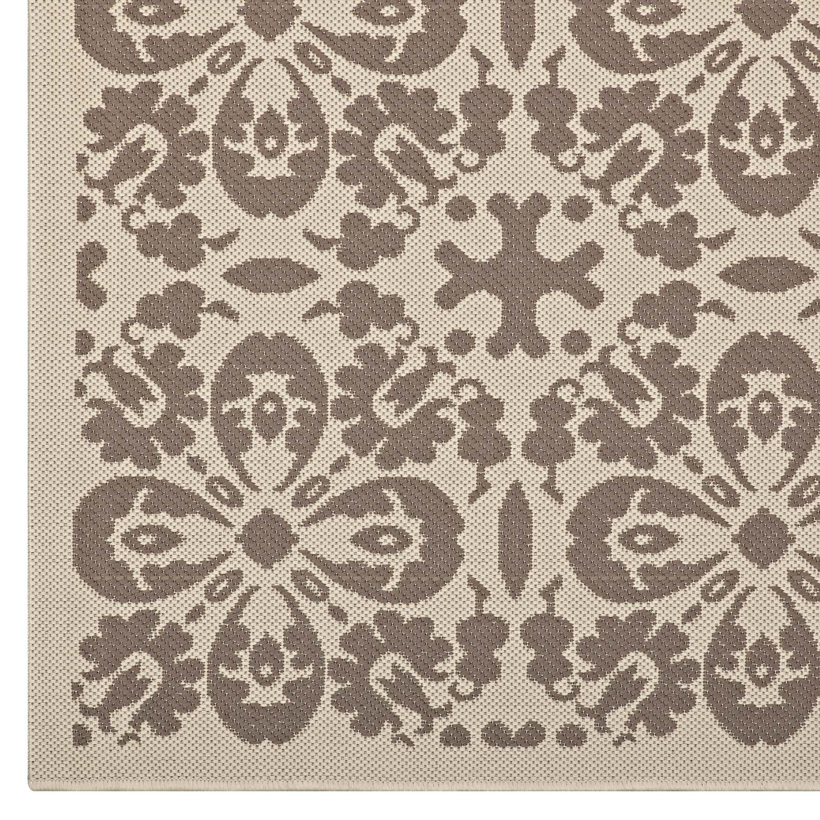 Modway Ariana 94.5x122" Floral Trellis Fabric Area Rug in Light/Dark Beige