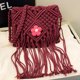 thumbnail image 3 of Monedero de ganchillo bohemio para mujer con borla bolso de playa de verano con cremallera bolso de hombro de viaje para vacaciones de verano, 3 of 8