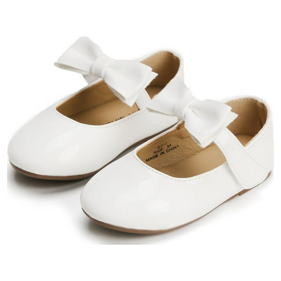 THEE BRON Toddler Girl Mary Jane Party Glitter Princess Wedding Dress Shoes (317-White,5M)