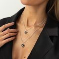 thumbnail image 3 of NICKSUN Minimalist Multi-Layer Beaded Chain Necklace, Dainty Silver Stackable Choker with Black Acrylic Gem Pendant, 3 of 8