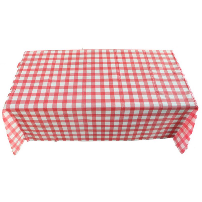 Picnic Tablecloth, Red Checkered Disposable Table Covers, 6 Pack Plastic Table Cloths for Cowboy