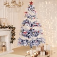 thumbnail image 3 of Árbol de Navidad artificial Patiomore azul de 6 pies con estampado de nieve, 3 of 7