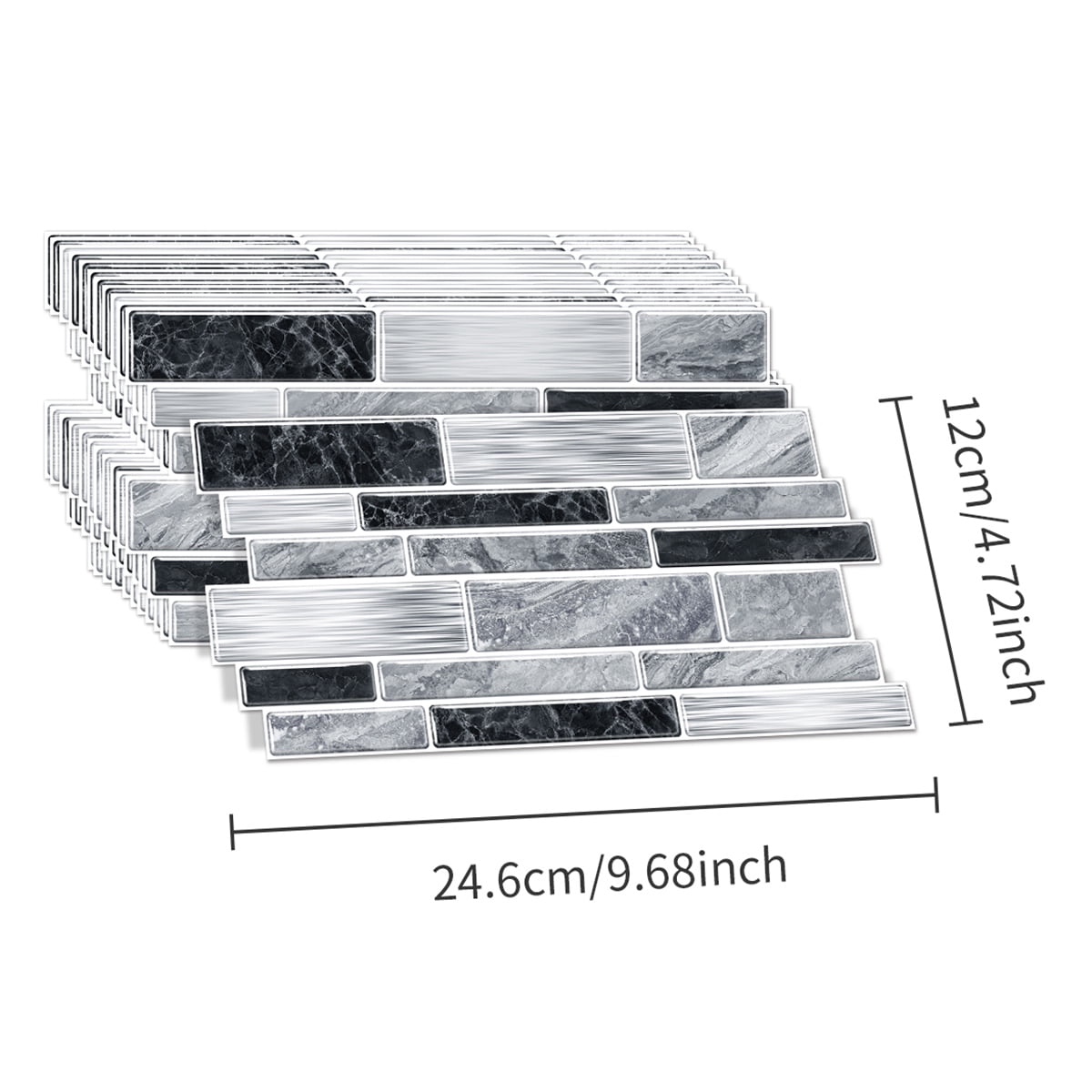 Peel and Stick Backsplash Wall Tiles,Self-Adhesive,Oil Proof,Waterproof, Removable Wall Panels for Kitchen & Bathroom,Modern Design, Easy Install (9.68x4.72 inch,48 Pack)