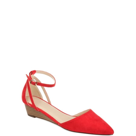 Toe Ankle Strap Wedge - Brinley Co. Women's Pointed Toe Ankle Strap Sliver Wedge Shoe