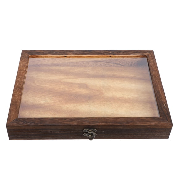 BESTOYARD Retro Coffee Wooden Specimen Display Box Clear Lid Storage Case