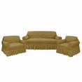 thumbnail image 1 of Cubre Sala Con Falda De Olan Fundas Protector Stretch 3 Set gold, 1 of 2