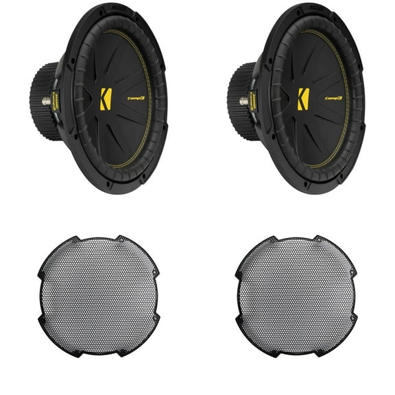 Kicker (2) 50CWCS124 CompC 12", SVC, 4-ohm & 52GR12 Grill Bundle