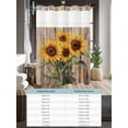 thumbnail image 6 of No Hook Cloth Fabric Shower Curtain with Snap in Liner, Vintage Sunflower Waterproof Shower Curtains Set with See Through Top Window, Farmhouse Wooden Botanical Flowers Bath Curtains Shower 54"x78", 6 of 6