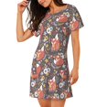 thumbnail image 2 of Easygdp Foxes Camisón de manga corta para mujer, informal, estampado, 2 of 6