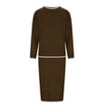 thumbnail image 6 of Women's Two Piece Matching Sweater Sets Knit Long Sleeve Pullover Tops Bodycon Mid Long Skirts Fall Winter Outfits, 6 of 7