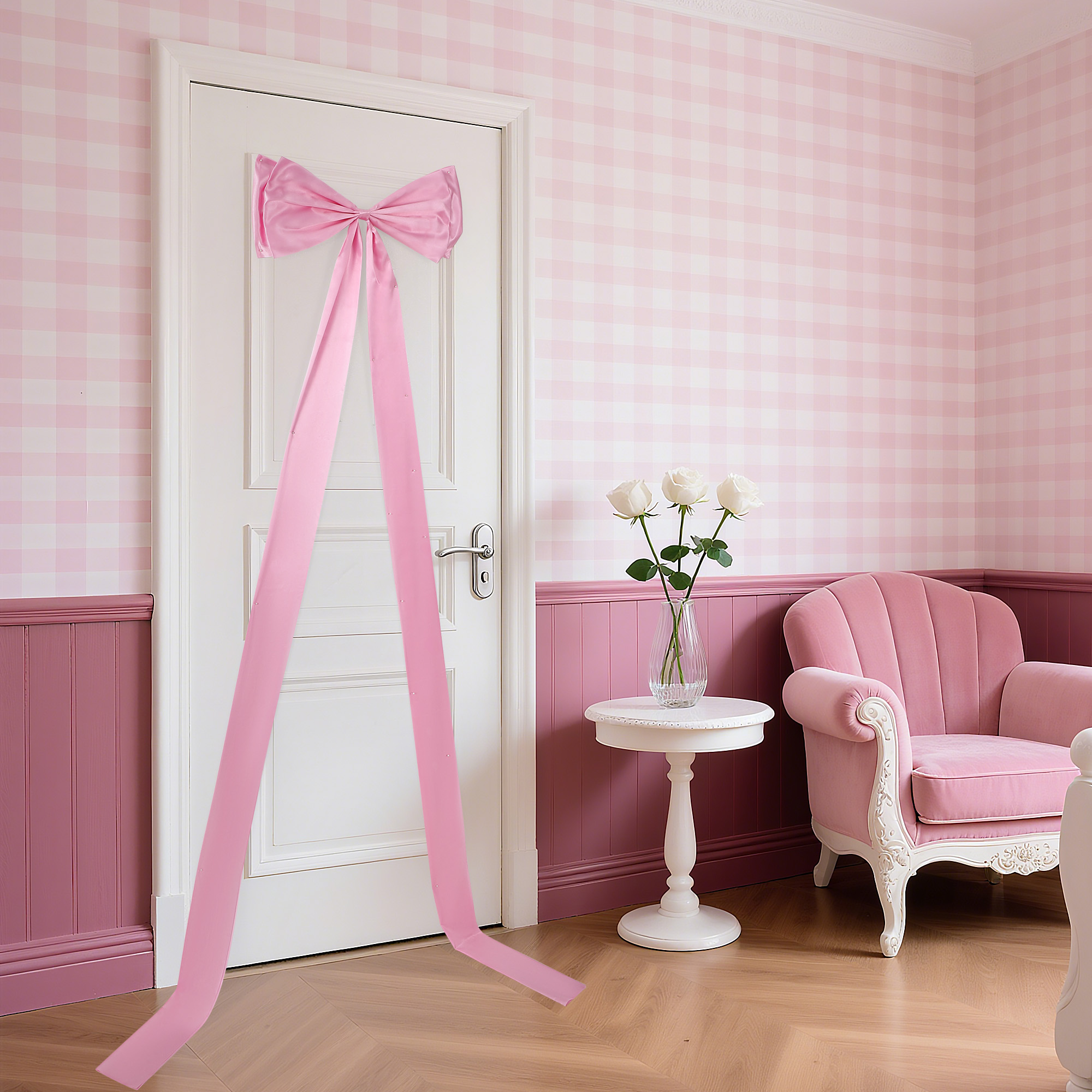 Large Satin Bow Decor, Oversized Bow Birthday Party Decorations, Big Pink Bows Coquette Party Background, Large Satin Ribbon Bow Hanging Decor for Bachelorette Baby Shower Bridal Shower Wedding