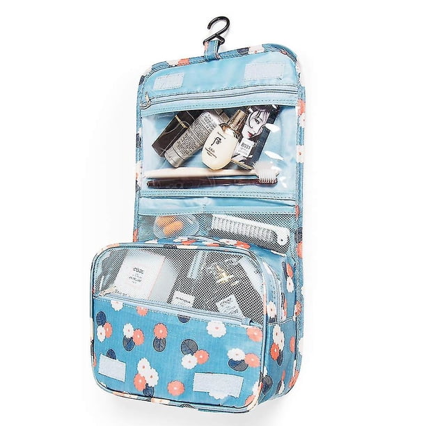 Neceseres ligeros y multifuncionales para artículos de tocador, neceseres de viaje para mujeres y niñas, organizador de maquillaje impermeable con gancho resistente, portátil y compacto para baño.