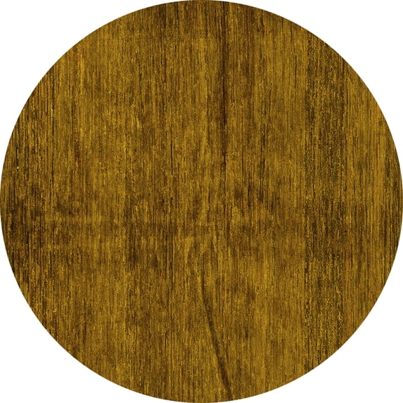 Ahgly Company Machine Washable Indoor Round Oriental Yellow Modern Area Rugs, 8' Round