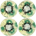 thumbnail image 2 of Shower Caps,Green Yellow Dandelion Pattern Waterproof Shower Cap for Women 4 Pieces,Double Reusable Hair Cover for Shower PEVA Elastic Stretch Hem, 2 of 7