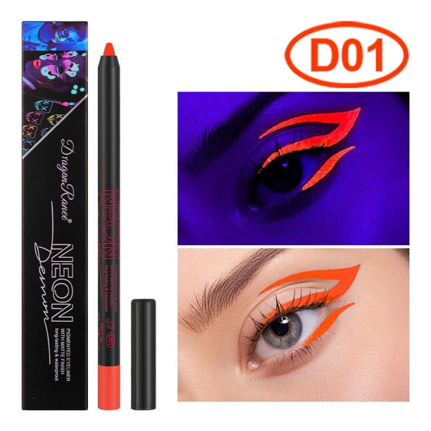 Lápiz delineador de ojos en gel, delineador de ojos de línea de agua, resistente al agua y a las manchas, sombra de ojos fluorescente colorida, maquillaje sin halo, disfraz de Halloween, 1.2 g