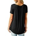 thumbnail image 4 of GORHGORH Women Summer Tee Shirt Solid Color Short Sleeve Button Blouse Tunic T-Shirt Top, 4 of 4