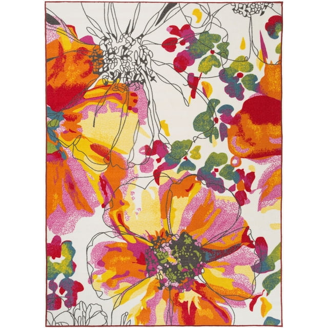 Modern Bright Flowers Non-Slip Rug or Runner Multi - Walmart.com