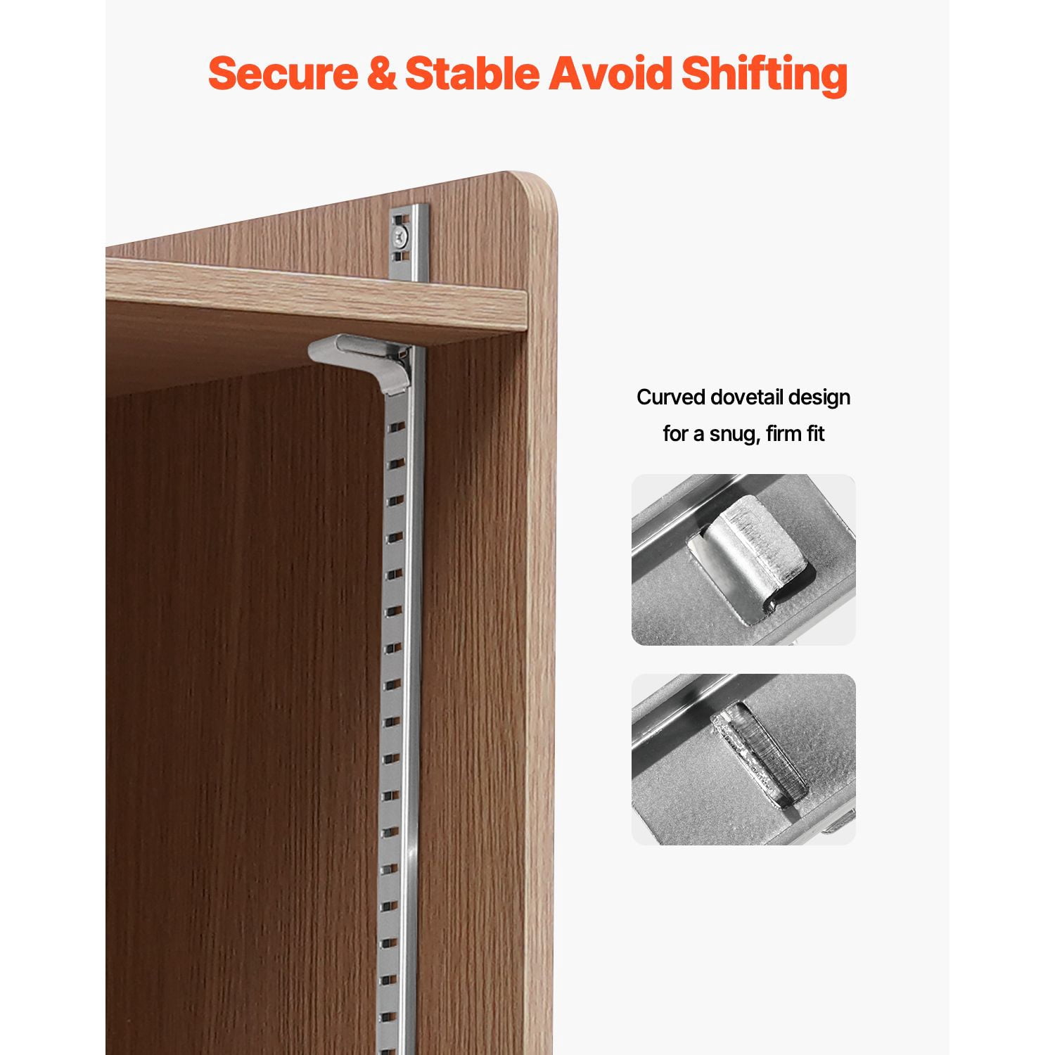Shelf Clips for Horizontal Slotted Rails 0.67x0.88x1.57in, Adjustable Metal Shelf Support Clips, Secure Seamless Fit for Wire Shelving Storage