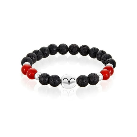 Red Agate and Lava Stone Aries Zodiac Beaded (Best Stone For Aries)