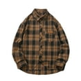 thumbnail image 2 of lulshou 2025 Plaid Shirt Men for Man Saving Men's Plaid Shirt Jacket -Long Sleeved Quilt Lined Brushed Flannel Rugged Shirt Coffee-L, 2 of 8