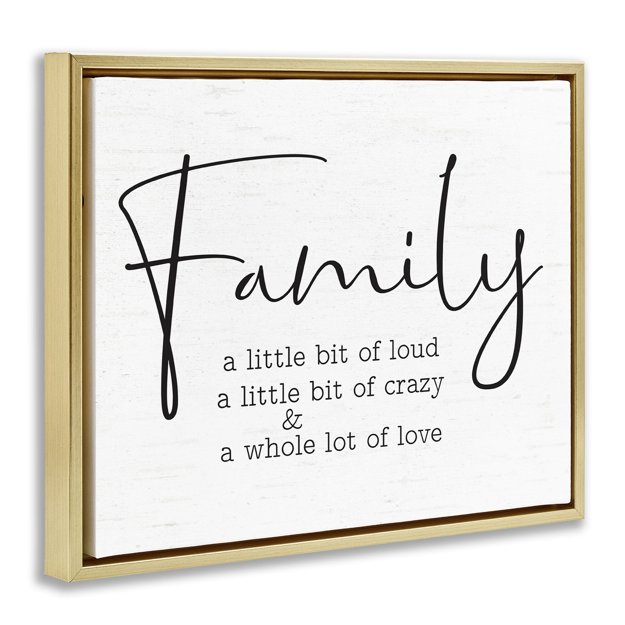 Stupell Industries Loud Crazy Love Family Text & Numbers Painting Gold Floater Framed Canvas Art Print Wall Art, 21 x 17