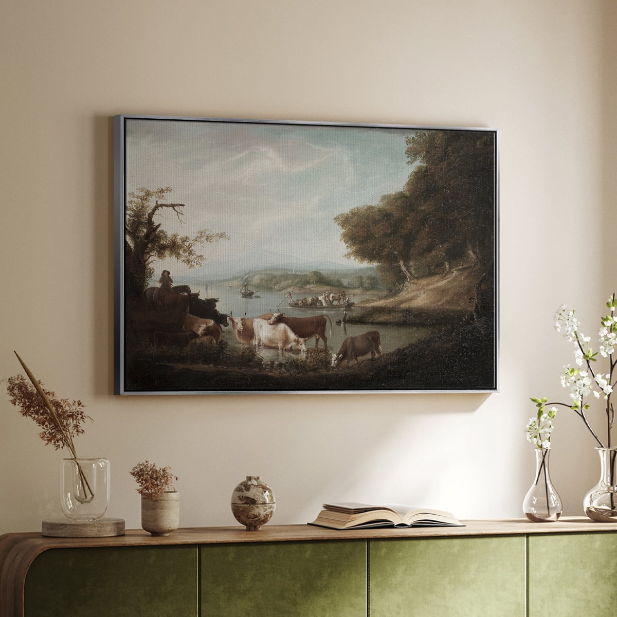 Vintage Animal Print-XXIII By Wexford Home Framed in Silver Wood Gallery Wrapped Canvas 27 in. x 41 in.