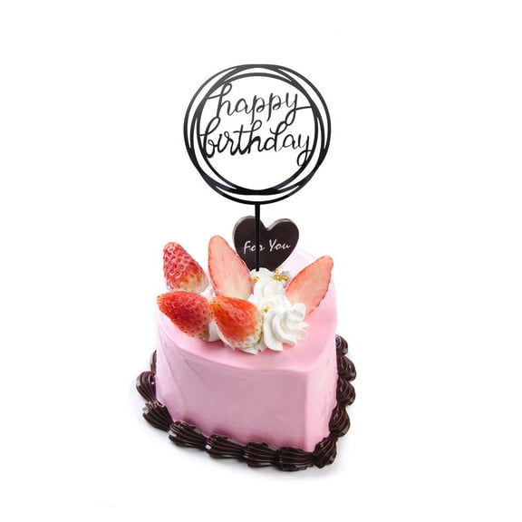 ULTNICE Happy Birthday Cake Topper Black Acrylic Picks for Cupcake Decoration Safe and Vivid 6 Pieces