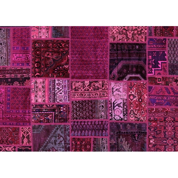 Ahgly Company Indoor Rectangle Oriental Pink Modern Area Rugs, 5' x 7'