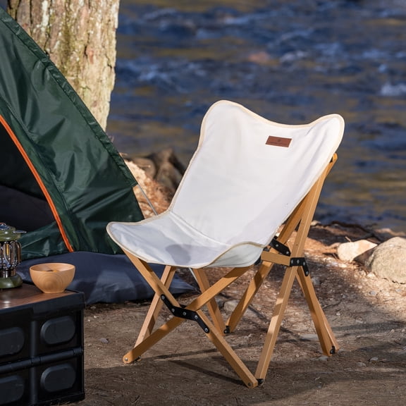 BALANBO Camping Chair Portable Outdoor Folding Chair with Solid Wood Frame for Beach, Picnic, Fishing & Hiking