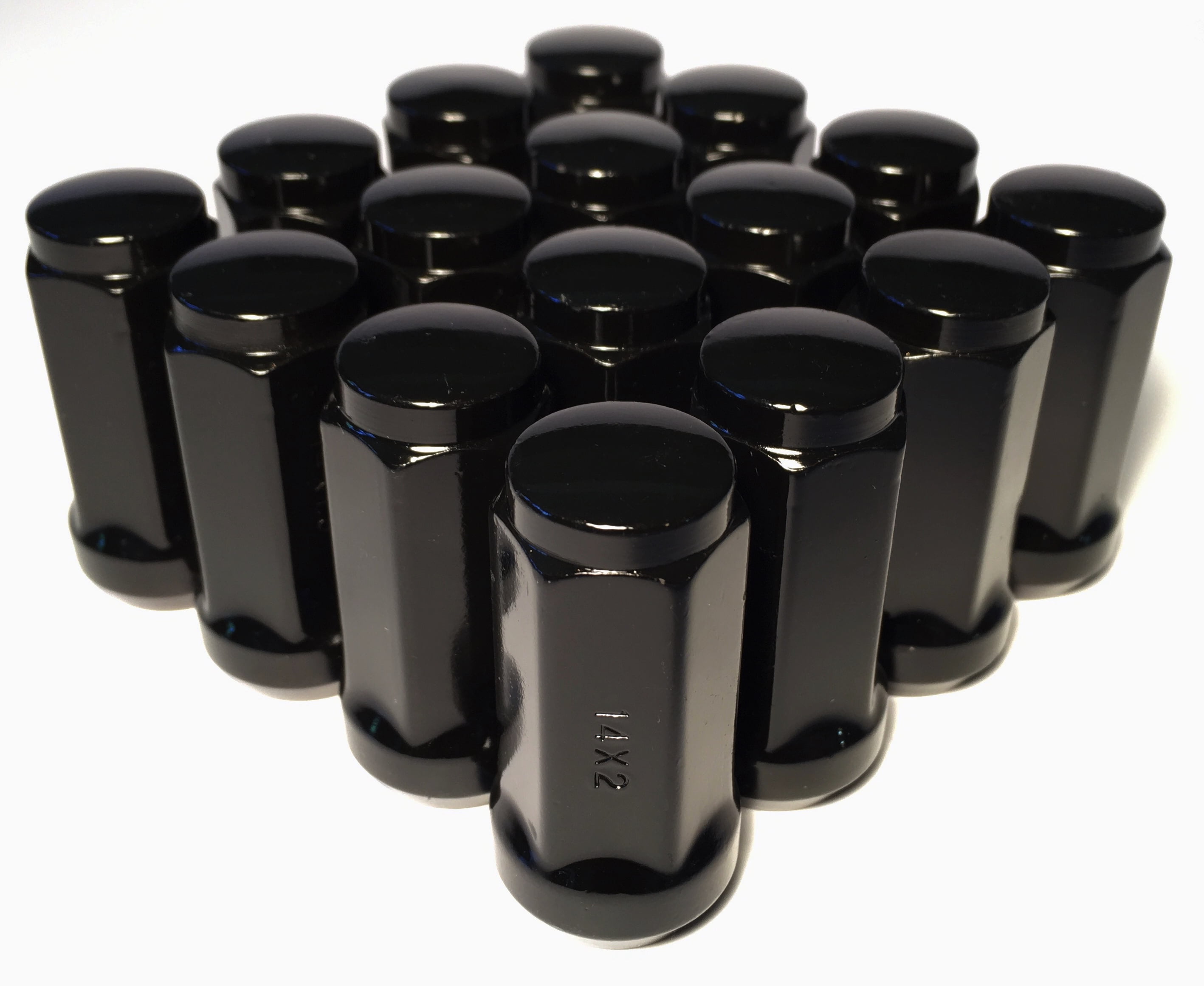 16 Black 14x2 Lug Nuts 1.9" Long Bulge Acorn with 3/4" Hex Ford Expedition F150