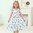 thumbnail image 2 of Robes d'Été pour Adolescente Robe Chic Robe Trapèze à Volants Robe Évasée pour Fille Manches à Volants Robe Blanche pour Filles Robe de Mariage, 2 of 9