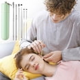 thumbnail image 1 of Juego de 6 piezas de acero inoxidable para limpiar oídos: limpiador de oídos portátil con resorte y cepillo para película protectora de vidrio., 1 of 2