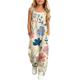 thumbnail image 2 of Coerni Boho Floral Jumpsuits for Girls Adjustable Spaghetti Strap Harems Rompers Summer Plus Size Casual Overalls with Pockets, 2 of 4
