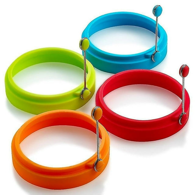 4pcs Silicone Egg Ring,non Stick,egg Cooking Rings, Perfect Fried Egg Mold Or Pancake Rings, Random Colors