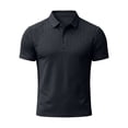 thumbnail image 5 of Dolkfu Button Shirts&nbsp;for Men Black Collared Refreshing Short Sleeve Polos Geometric Business Casual Modern Tops Black,L, 5 of 6