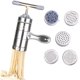 thumbnail image 1 of Máquina de pasta Manual, máquina exprimidora de pasta de acero inoxidable, máquina exprimidora de frutas y verduras, herramientas para hacer espagueti con 5 formas de pasta Adepaton HFP-0154, 1 of 7