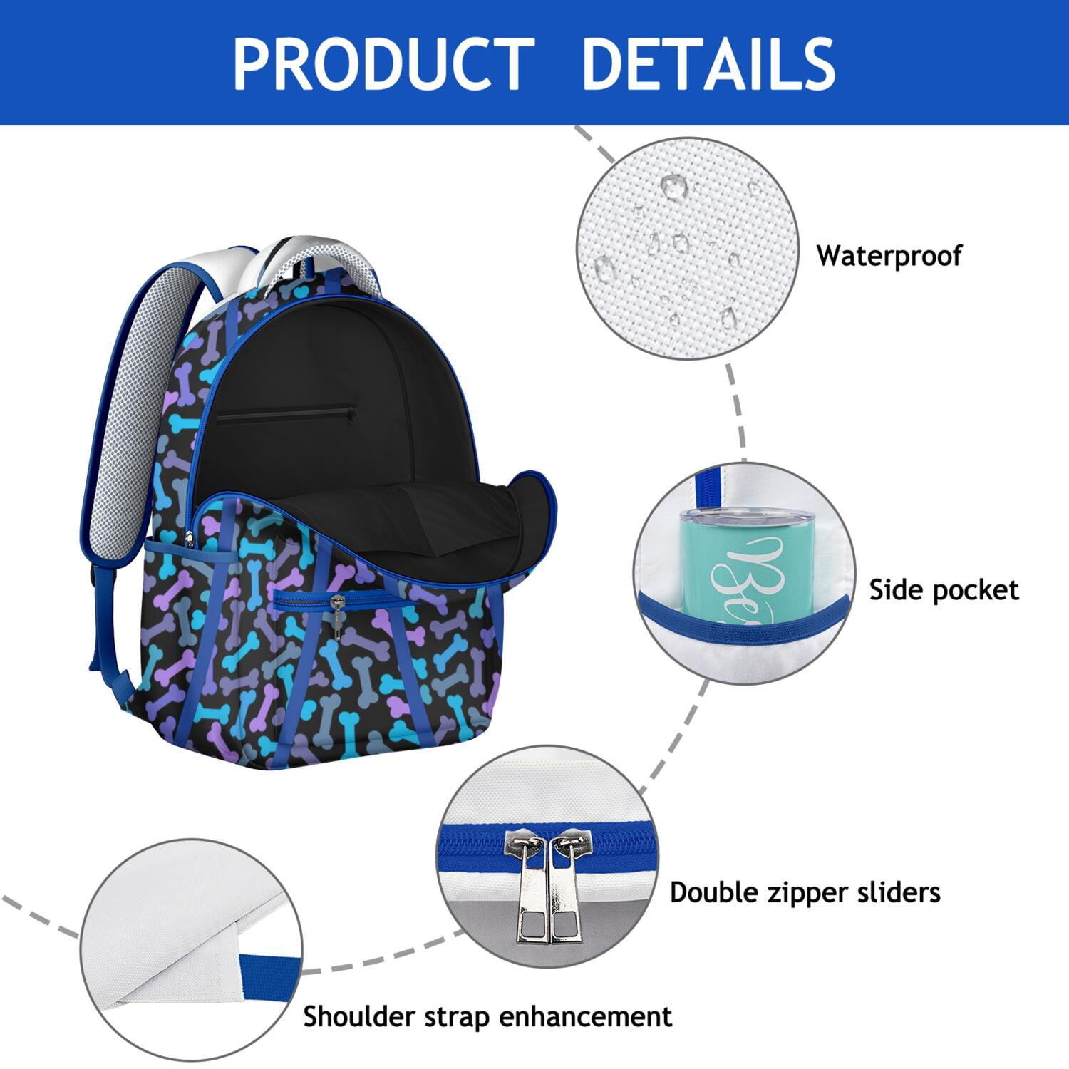 "Pet Themed Backpack with Dog Design - Waterproof Lightweight School Bag for College Students, Cute Laptop Backpack, Multi-Pocket Daypack for Work & Travel"