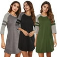 thumbnail image 3 of WBQ Women's Nightgown Soft Sleep Shirt Round Neck Short Raglan Sleeve Loungewear Loose Comfy NightShirts Black Tag XXL/US 14, 3 of 5