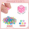 thumbnail image 2 of Paquete de 100 Dados Mini, 5mm/0.2" Dados Cuadrados de Seis Caras Acrílicos para Juegos de Mesa y Actividades de Fiesta, 5 Colores Claros, 2 of 6
