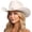 Beige, variant on Glitter Cowboy Hat Classic Western Rhinestone Cowgirl Hat Outdoor Wide Brim Retro Felt Fedora Hats Rolled up Caps