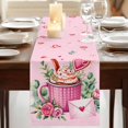 thumbnail image 3 of Table Runners 70 Inches Long Dress Scarves, Valentine's Day Farmhouse Coffee/Dining/Kitchen Table Decor, Holiday Table Runner, Pink Romantic Ice Cream Eucalyptus Leaves 13x70 Inch, 3 of 9