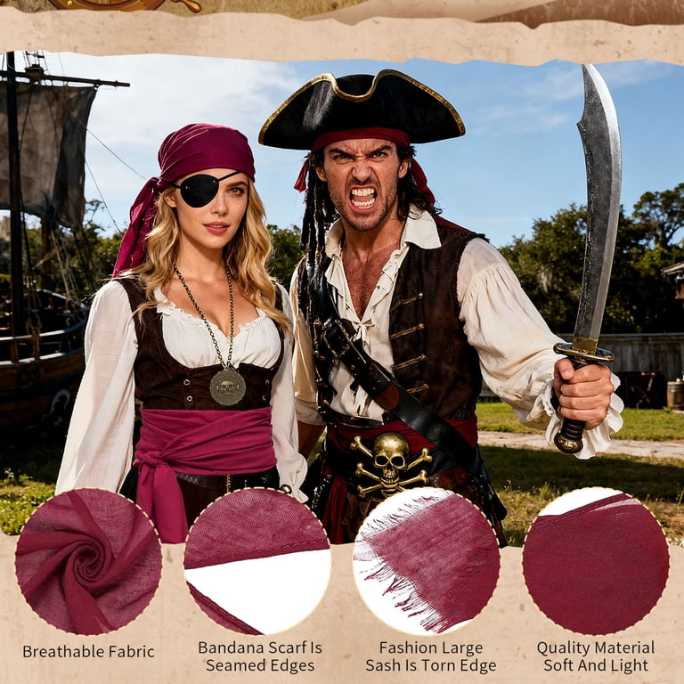 Halloween Pirate Costume Accessories Pirate Head Scarf Sash  display picture 3