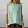 thumbnail image 6 of Craaazy Women's Relaxed Fit Round Neck Tank Top, Solid Color Sleeveless Asymmetric Top, Comfy High Low Hem Casual Vest for Summer Gifts, 6 of 7